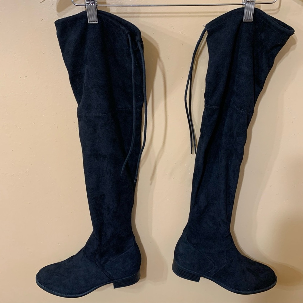 Arizona Jean Co. AZ Palmer Memory Foam Over The Knee Boots Black Sz 7 Faux Suede